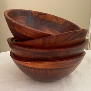 Lipper International Cherry Finished Wavy Rim Serving Bowls, set of 4
